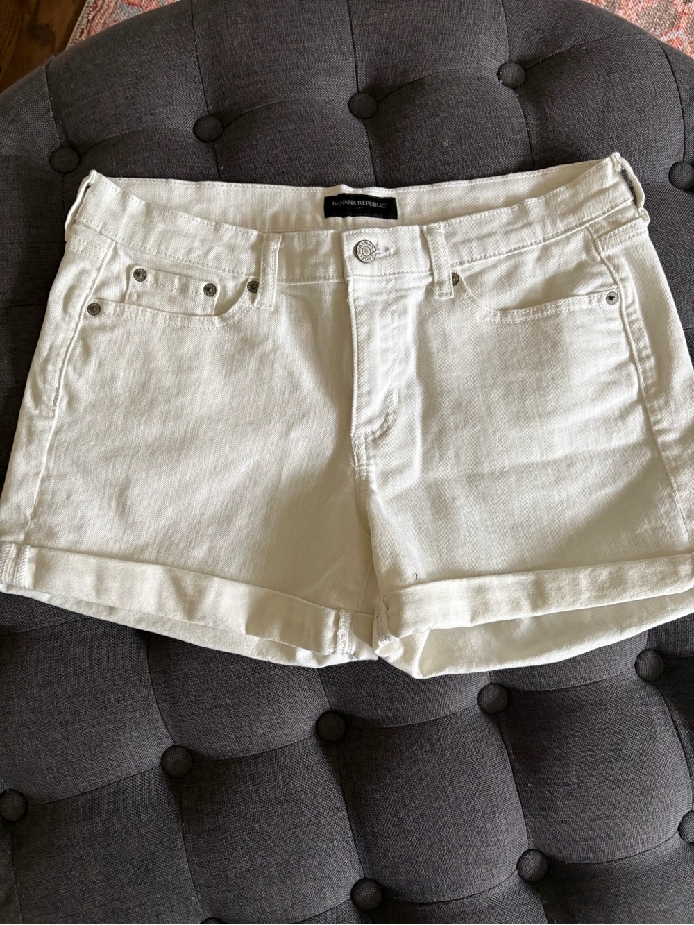 Banana Republic White Cuffed Denim Shorts